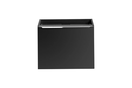 Szafka pod umywalkę nablatową Santa Fe 60 cm czarna ponadczasowa kolorystyka podkreślona metalowym chromowanym uchwytem krawędziowym