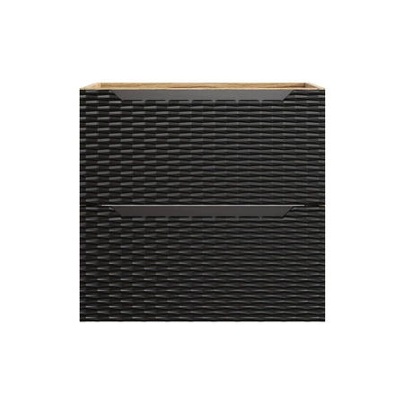 Szafka pod umywalkę Ocean 60 cm dąb olejowany / czarny poziome ryflowania w kształcie fal podkreślają designerski styl szafki