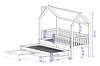 Łóżko dziecięce Miki 80x190 cm białe łóżko 2 osobowe wysuwane do pokoju dziecka łóżko domek wykonane z litego drewna sosnowego