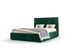 Łóżko tapicerowane Hestia 180x200 z pojemnikiem butelkowa zieleń w nowoczesnym skandynawskim stylu z wygodnym zagłówkiem
