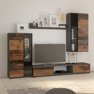 Meblościanka Senja matera / old style nowoczesny design witryna stojąca i wisząca półki z bezpiecznego szkła hartowanego