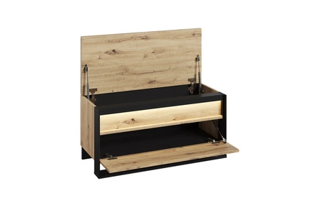 Zestaw mebli do przedpokoju Quant dąb artisan / czarny garderoba do przedpokoju w stylu loftowym meble z oświetleniem LED