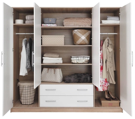 Szafa z lustrem Caspe 200 cm dąb artisan nowoczesny design wykończenie ABS oraz czarne uchwyty