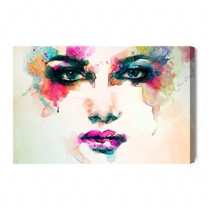 Obraz na płótnie kobieca twarz 100x70 cm ponadczasowa ozdoba każdego wnętrza obraz w wyrazistej kolorystyce wysoka jakość wykonania