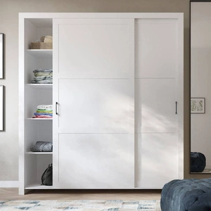 Szafa przesuwna Parma 185 cm biała nowoczesny design wykończenie ABS oraz aluminiowe prowadnice drzwi