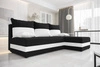 Narożnik z funkcją spania Bowers czarny / biały prawostronny narożnik z pojemnikiem na pościel gwarancja najwyższego komfortu