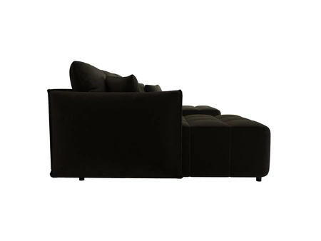 Narożnik z funkcją spania Oroso U grafitowy pojemnik na pościel miękka tkanina typu velvet z powłoką hydrofobową ozdobne pikowania