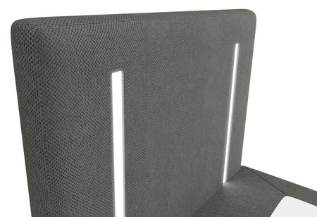 Łóżko kontynentalne Norco 90x200 szare stylowe łóżko z pojemnikiem na pościel oświetlenie umieszczone w zagłówku nadaje wyjątkowości