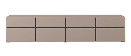 Szafka RTV Cross 225 cm ciemny beżowy prosta forma w nowoczesnym wydaniu idealna szafka do salonu geometryczny kształt