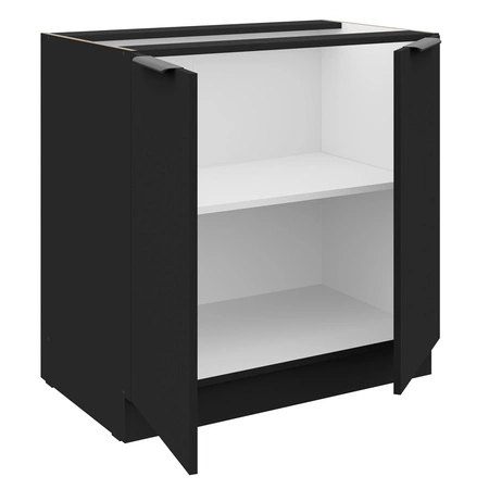 Szafka kuchenna stojąca z półką Black 80 D 2F BB metalowe uchwyty krawędziowe szafka odporna na działanie wilgoci i uszkodzenia