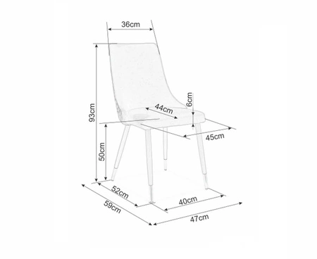 Krzesło tapicerowane Piano B czarne nowoczesne oraz funkcjonalne krzesło do jadalni z metalowymi nogami