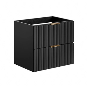 Szafka pod umywalkę Adeel 60 cm czarna starannie wykonana szafka odporna na działanie wilgoci pionowe ryflowania na frontach