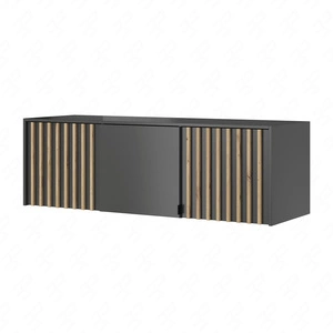 Nadstawka do szafy Aspen 155 cm grafitowa / lamele w kolorze dąb artisan funkcjonalna szafka powiększy miejsce do przechowywania ubrań obuwia i dodatków