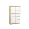 Szafa przesuwna Benisso 120 cm dąb sonoma jasny / biały praktyczna szafa do sypialni fronty wykończone poziomymi srebrnymi listwami