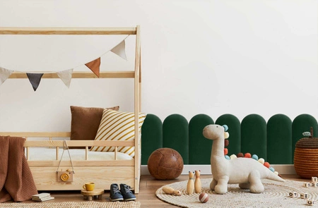 Panel tapicerowany Wally 30x60 cm butelkowa zieleń stylowy panel ścienny płotek welurowa tkanina modne wykończenie każdej aranżacji