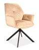 Krzesło tapicerowane Boogie II 45x44 cm beżowe stylowe krzesło obrotowe z metalowymi nogami krzesło glamour