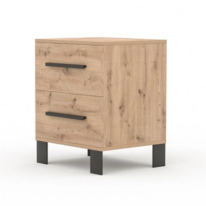 Szafka nocna Malen dąb artisan stylowa szafka z szufladami do sypialni stabilna podstawa doskonała do wnętrz w stylu skandynawskim