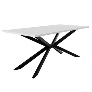 Stół Tennes 90x185 cm biały / czarny komfortowy w użytkowaniu stół do jadalni minimalistyczny blat nowoczesna metalowa podstawa
