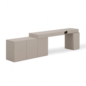 Biurko z kontenerkiem i komodą Woow 321 cm clay grey lewe praktyczne i uniwersalne biurko z szufladami z opcją obustronnego montażu