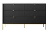 Komoda z szufladami Lovro 154 cm czarna nowoczesny design zachwyci miłośników wyrazistych wnętrz ryflowane fronty złote dodatki