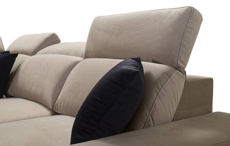 Narożnik z funkcją spania Kelly Sleek II brązowy lewostronny elegancki narożnik do salonu wykonany z wytrzymałej plecionej tkaniny