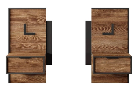 Szafki nocne Dover kasztan / antracyt z szufladą nowoczesna forma mebla oświetlenie LED idealna szafka do sypialni