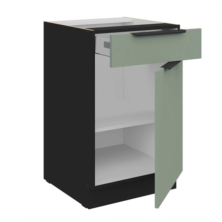 Szafka kuchenna stojąca z szufladą i półką Treviso Bl 50 D 1F 1S BB fronty szafki kuchennej wykończone w technologii anti fingerprint