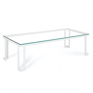 Stolik ogrodowy Ibiza 60x150 cm biały nowoczesny design duży stolik ze szklanym blatem doskonała propozycja na taras lub do altany