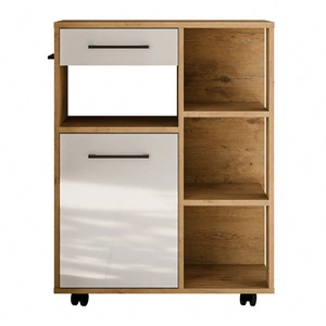 Szafka kuchenna Vento 70 cm dąb lancelot / biały połysk funkcjonalna szafka kuchenna z kółkami idealny mebel do przechowywania naczyń