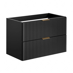 Szafka pod umywalkę Adeel 80 cm czarna starannie wykonana szafka z szufladami odporna na działanie wilgoci ryflowane fronty