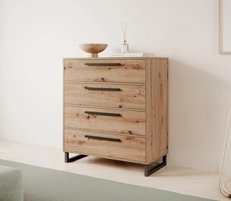 Komoda z szufladami Ariana 80 cm dąb artisan minimalistyczny design stylowa komoda wpisująca się w loftowe i industrialne wnętrza