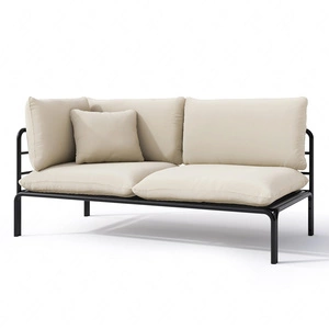 Szezlong ogrodowy Wenecja grafit / beżowy stylowy design wygodne i miękkie poduszki na siedzisku oraz oparciu metalowy stelaż