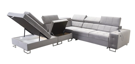 Narożnik z funkcją spania Hampton IX bordowy lewostronny stylowy i nowoczesny design narożnika idealny mebel do każdej aranżacji