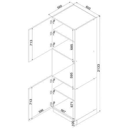Słupek kuchenny Clara D60 PK/2133 szafka do zabudowy piekarnika metalowe uchwyty szafka odporna na działanie wilgoci i uszkodzenia