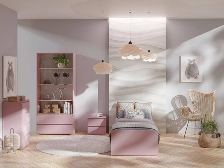 Komoda z szufladami Simple 45 cm pudrowy róż funkcjonalny mebel do pokoju dziewczęcego prosta konstrukcja