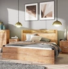 Łóżko Indiana 160x200 cm jesion jasny idealne łóżko do stylowej sypialni ozdobna deska na zagłówku oświetlona LED