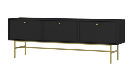 Szafka RTV Kioto III 180 cm czarny grafit stylowy design metalowy stelaż szafka z drzwiami otwieranymi do dołu
