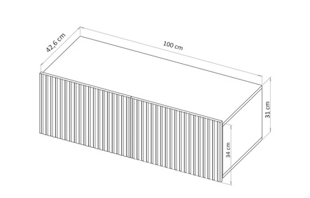 Szafka RTV Colder 100 cm beżowa z możliwością podwieszenia stylowy ryflowany front elegancka forma mebla w nowoczesnym stylu