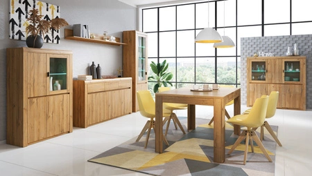 Witryna szeroka Laslo 94 cm dąb grandson wysoka jakość świetna propozycja do salonu lub pokoju dziennego