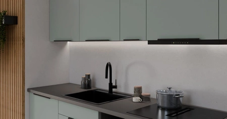 Zestaw mebli kuchennych Treviso Ant 300 cm stylowe szafki kuchenne z frontami wykonanymi w technologii anti fingerprint metalowe uchwyty