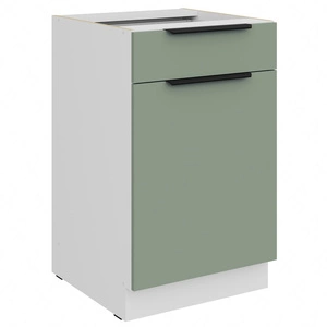 Szafka kuchenna stojąca z szufladą i półką Treviso Wh 50 D 1F 1S BB fronty szafki kuchennej wykończone w technologii anti fingerprint