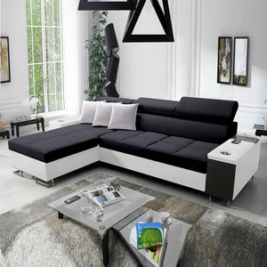 Narożnik z funkcją spania Dafni czarno biały lewostronny pleciony komfort i funkcjonalność podczas codziennego wypoczynku