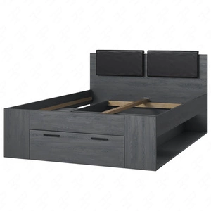 Łóżko z szufladą Galaxy 140x200 cm dąb carbon to idealne łóżko do sypialni z częściowo tapicerowanym zagłówkiem