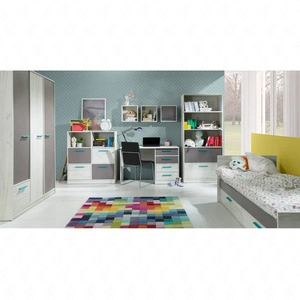 Zestaw mebli młodzieżowych Rest 1 w kolorze dąb craft biały / popiel funkcjonalne meble o nowoczesnym designie do pokoju nastolatków