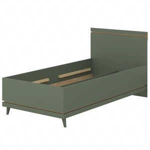 Łóżko Scandia 100x200 cm zielone nowoczesny styl idealne łóżko na wysokich nogach z wysokim zagłówkiem do pokoju młodzieżowego lub dziecięcego