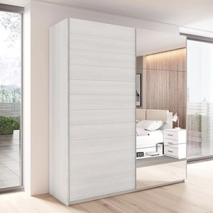Szafa przesuwna Galaxy 200 cm abisko ash pojemna szafa z lustrem w nowoczesnej formie wyposażona w aluminiowe prowadnice drzwi