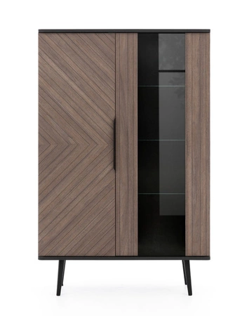 Zestaw mebli Tullio czarny grafit / captains deck elegancka meblościanka do salonu o ciekawej stylistyce uchwyty krawędziowe