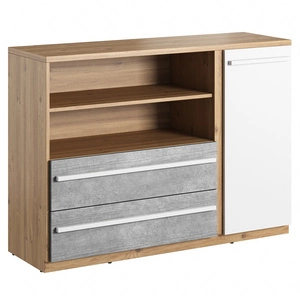 Komoda z szufladami Plano 125 cm dąb nash / biały / beton modna komoda idealna do pokoju młodzieżowego lub pokoju dziecka
