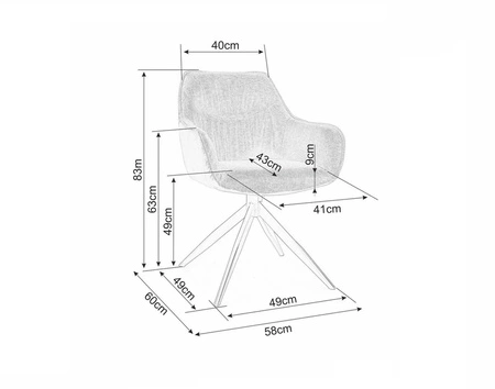 Krzesło tapicerowane Sempre szare / szara ekoskóra nowoczesne krzesło obrotowe z metalowymi nogami stylowe krzesło kubełkowe