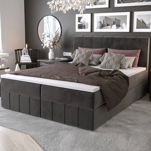 Łóżko kontynentalne Casey 140x200 szare w nowoczesnym skandynawskim stylu z charakterystycznym wezgłowiem